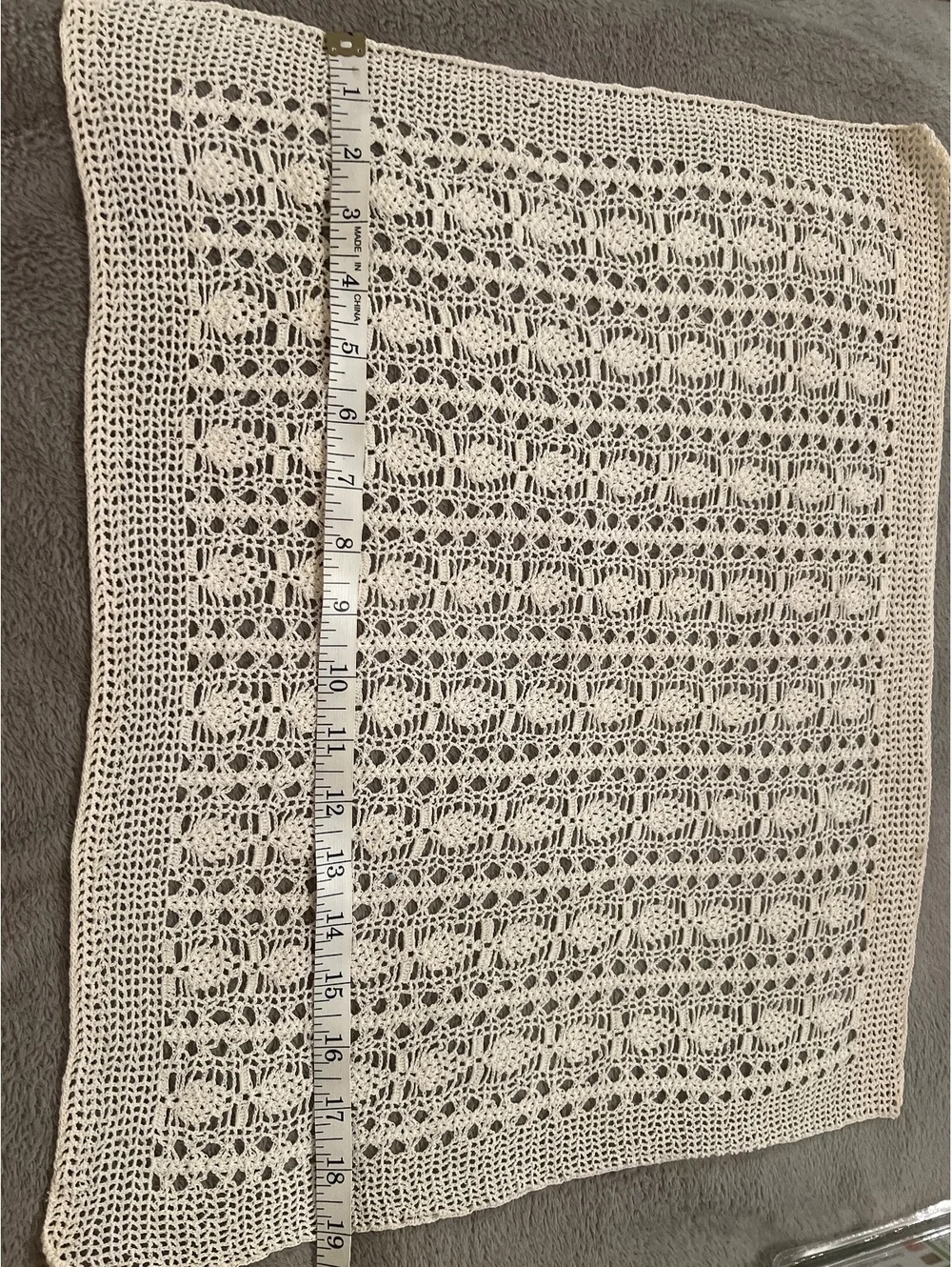 Handmade Crochet Square Doily Table Cover in Cream